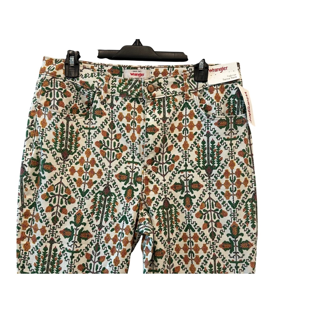 Wrangler Womens High Rise Fierce Flare Jeans Floral Damask Print 12x32 NEW - Picture 2 of 7